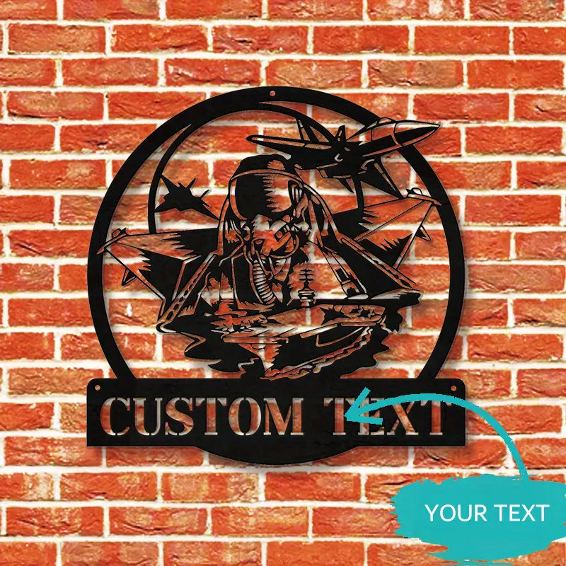 Aviation-Themed Metal Wall Art – Customizable Pilot and Aircraft Design