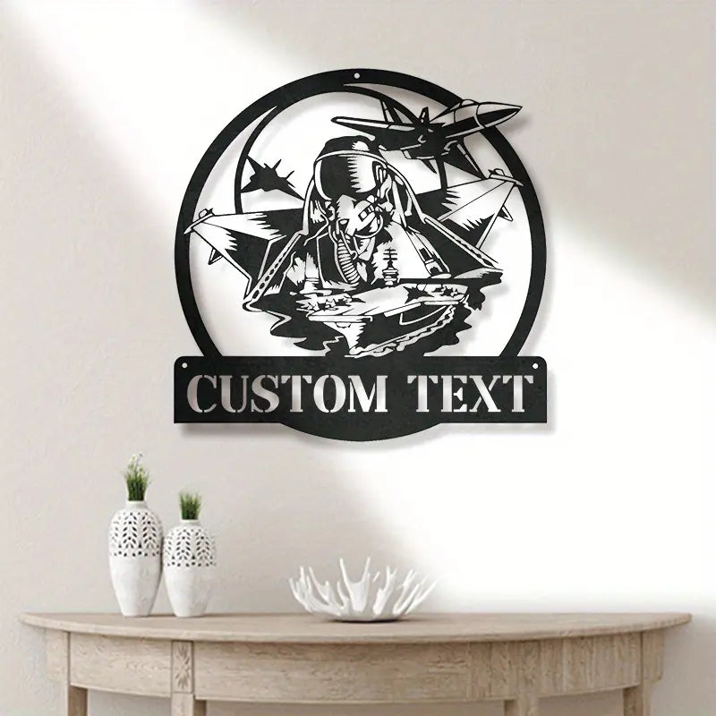 Aviation-Themed Metal Wall Art – Customizable Pilot and Aircraft Design